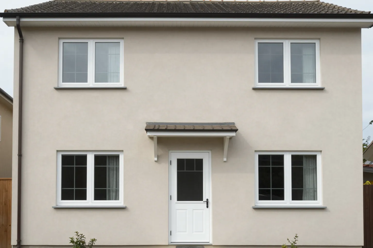 Existing suburban house facade with plain render walls before AI exterior redesign