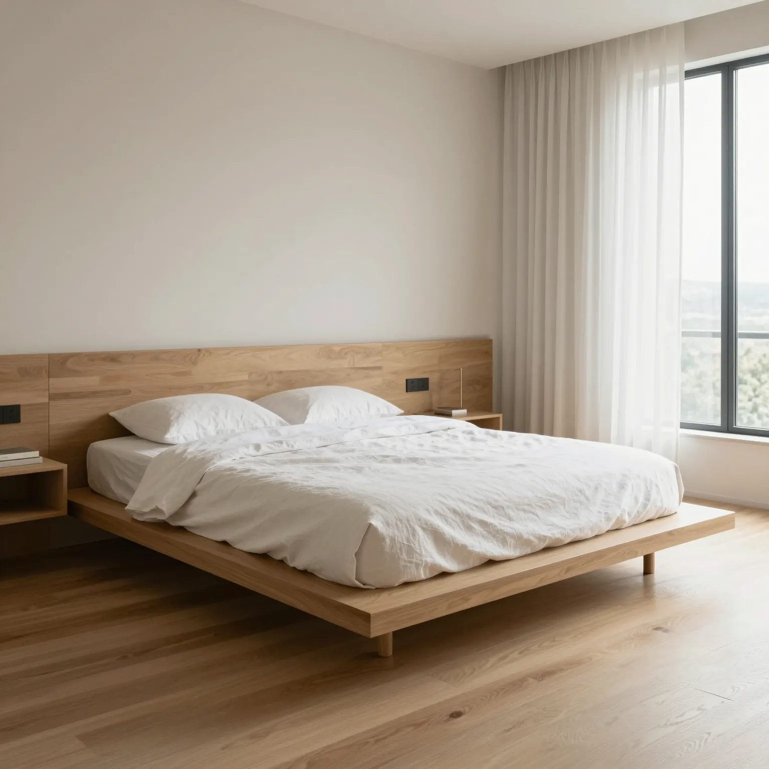 Bedroom interior design concept in modern minimalist style generated with AI